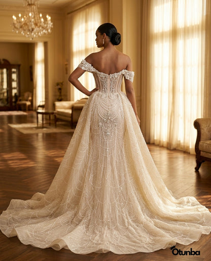 Luxury Sequin Wedding Dress | Detachable Tail — Social 2 | OTUNBA Luxury Fashion