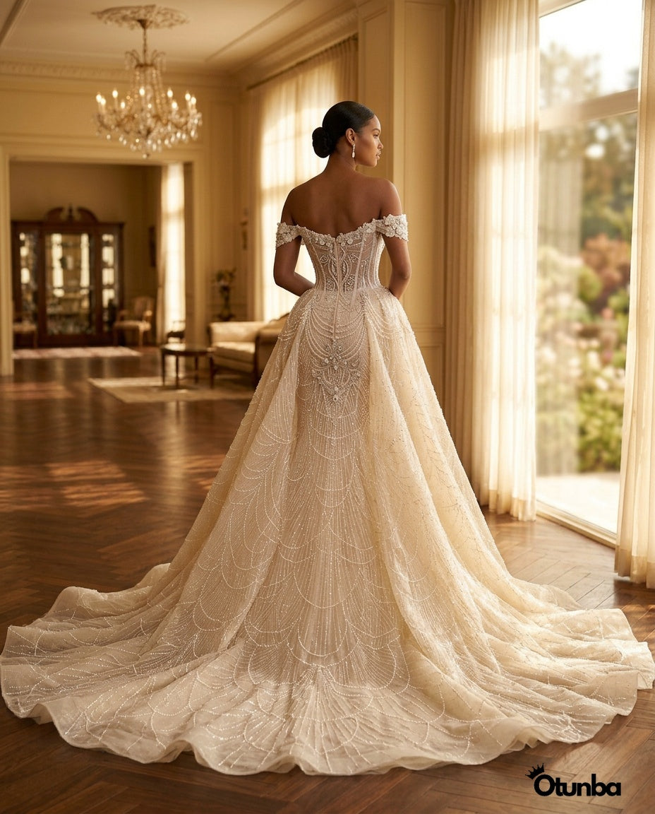 Luxury Sequin Wedding Dress | Detachable Tail — Social 3 | OTUNBA Luxury Fashion