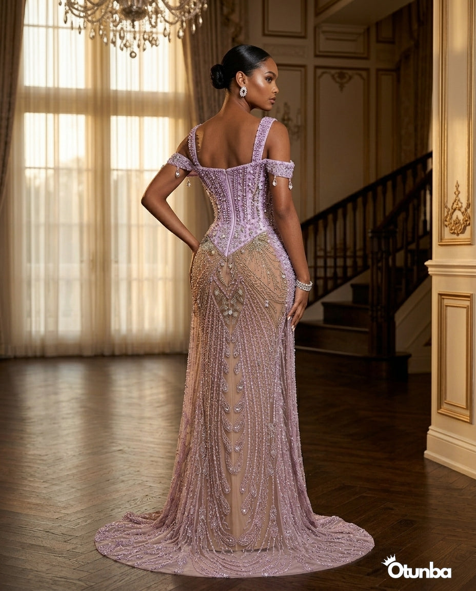 Luxury Sexy Beads Evening Sequined Mermaid Dresses | White — Social 1 | OTUNBA Luxury Fashion