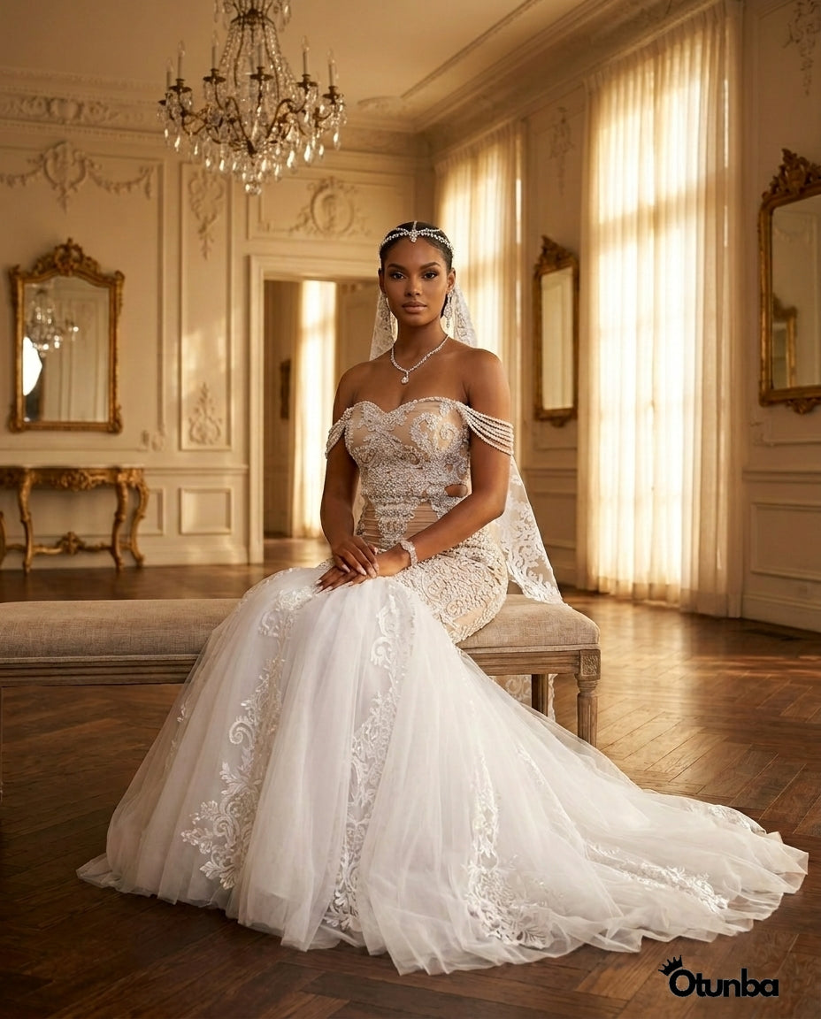 beaded lace applique for wedding dress Luxury Shiny Beaded Wedding Dress