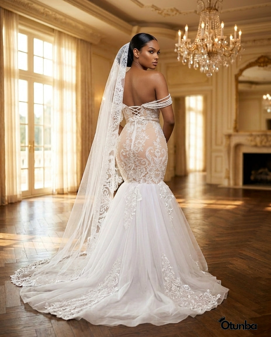 beaded wedding dresses Elegant Long A-line Illusion Neck Satin Front Slit Wedding Dress With main image 1