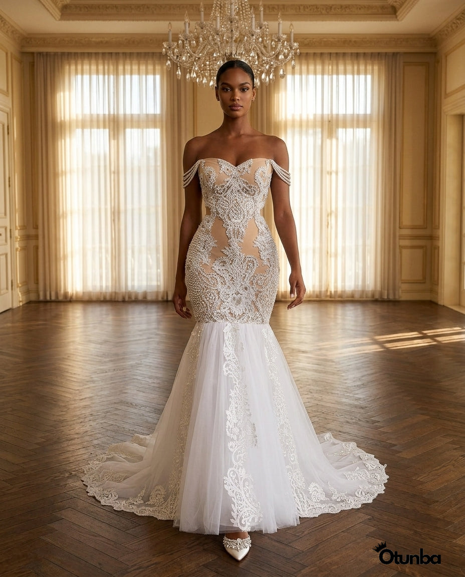 Luxury Shiny Beaded Wedding Dress