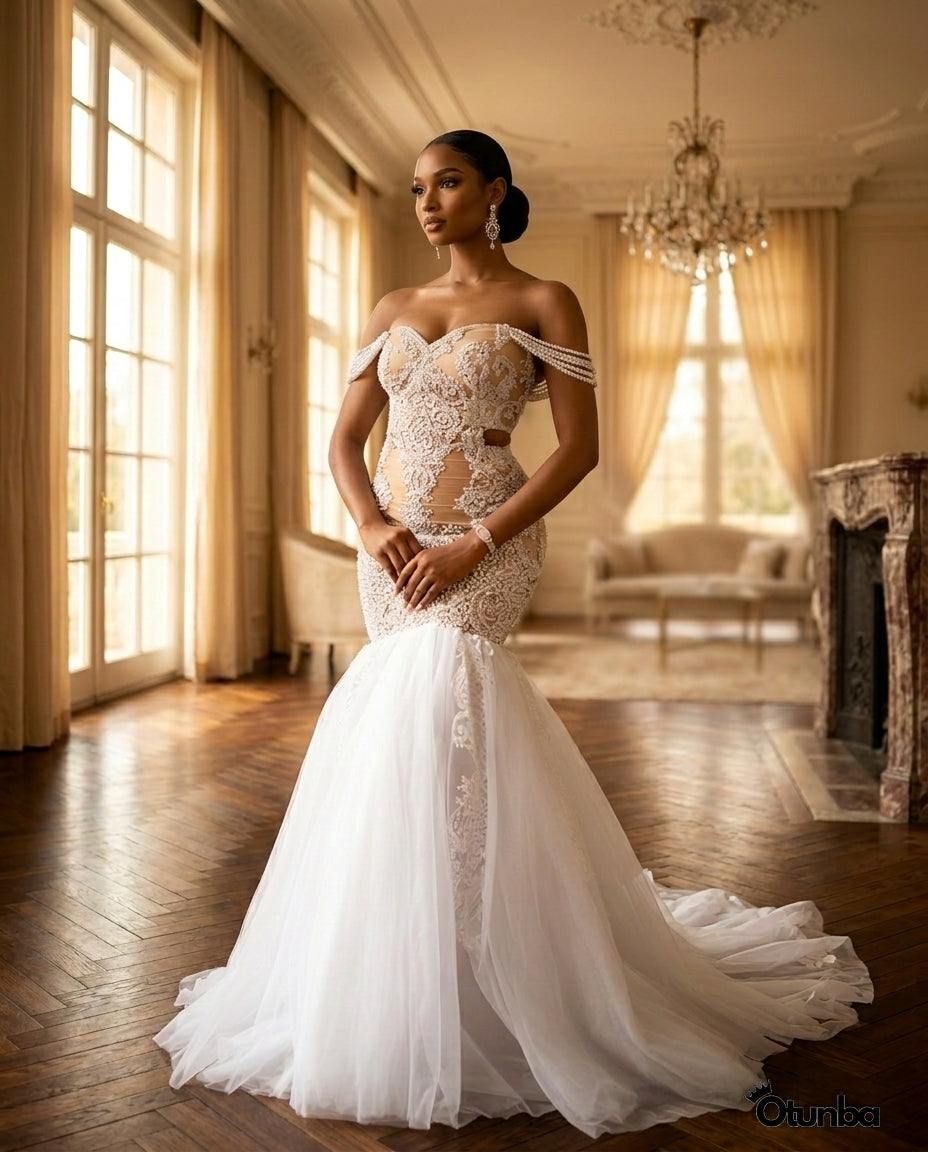 white christmas dresses Luxury Shiny Beaded Wedding Dress