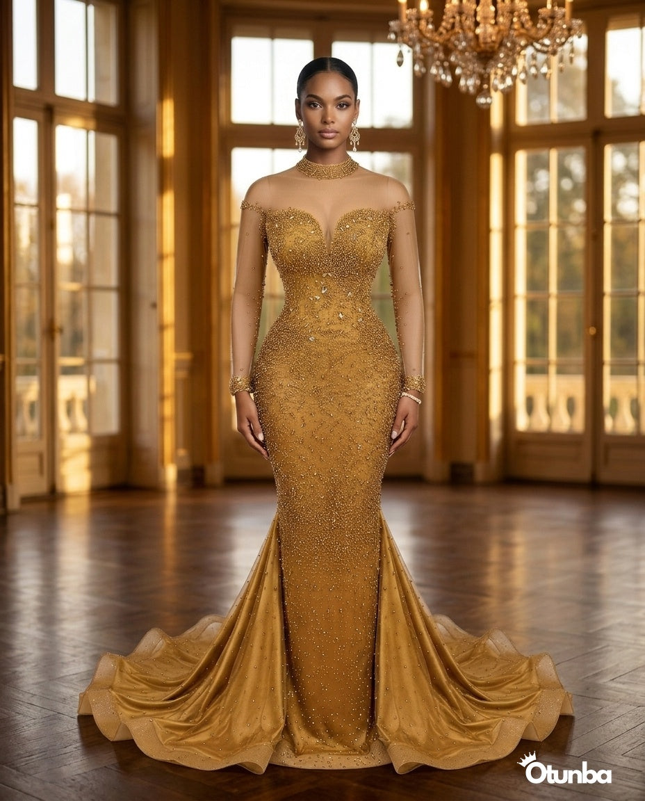 Luxury Sparkling Prom Beaded Lace Dress