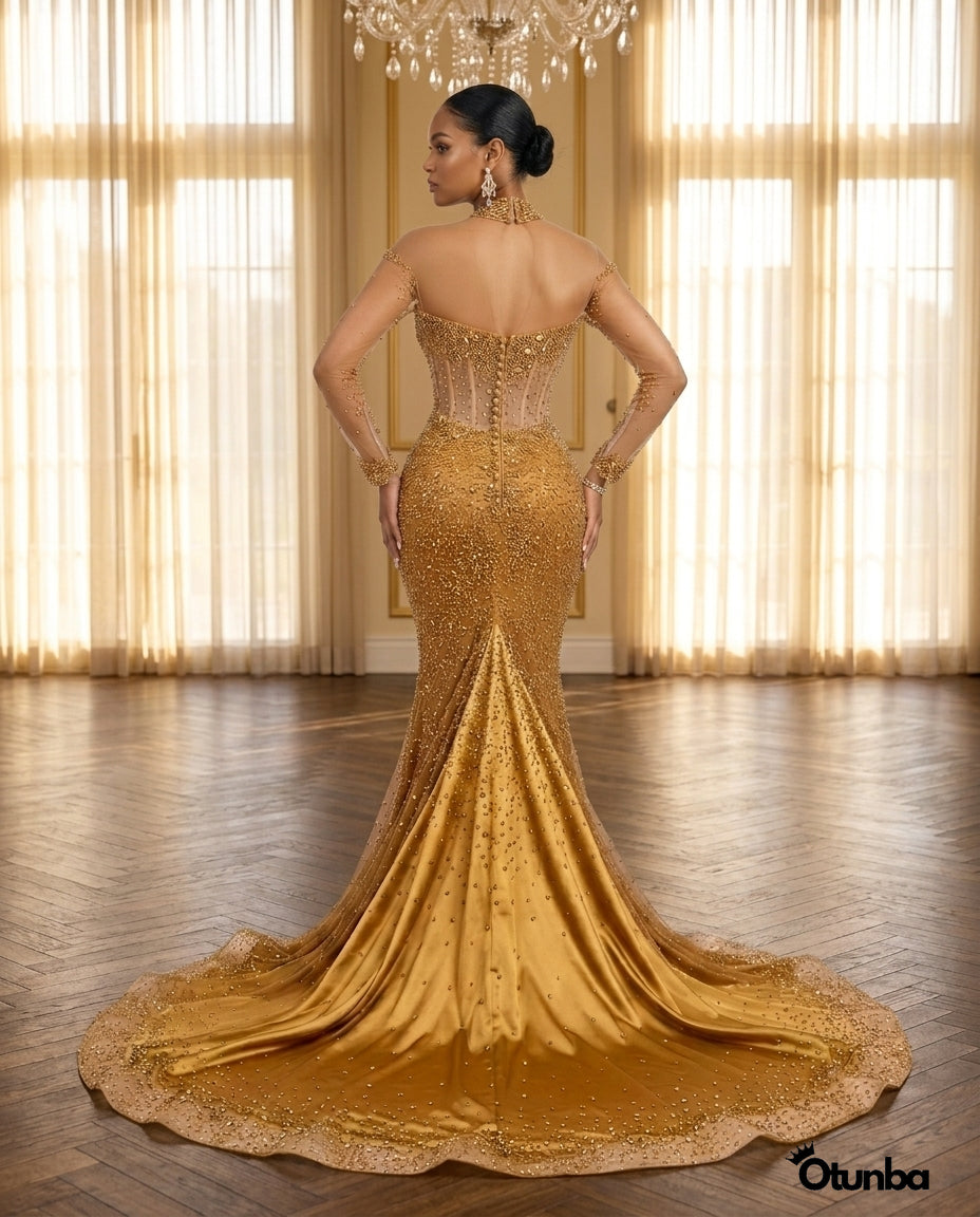 Luxury Sparkling Prom Beaded Lace Dress