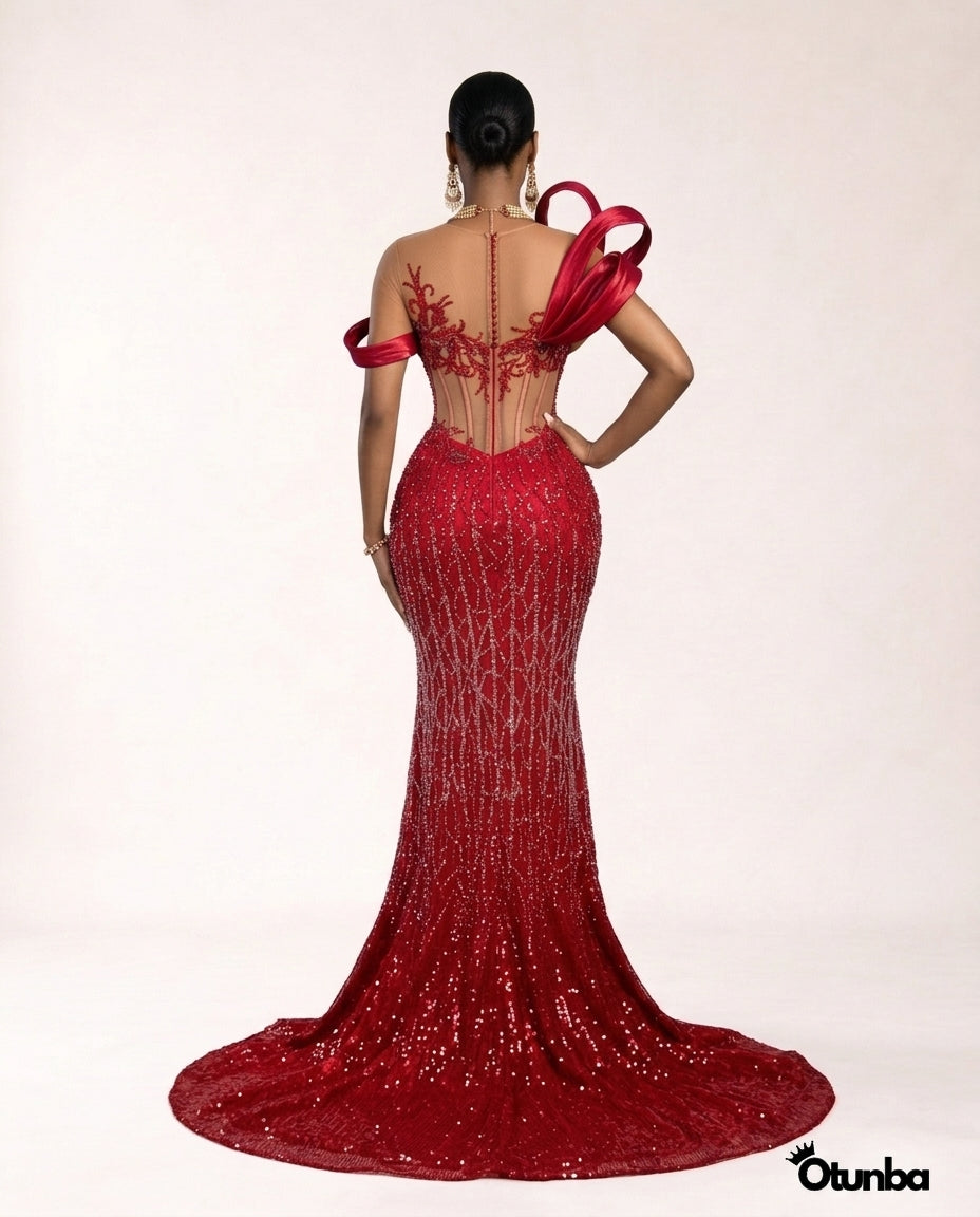 Luxury Traditional Corset Wedding Dress | Red OTUNBA Luxury Traditional Corset Wedding Dress | Red OTUNBA