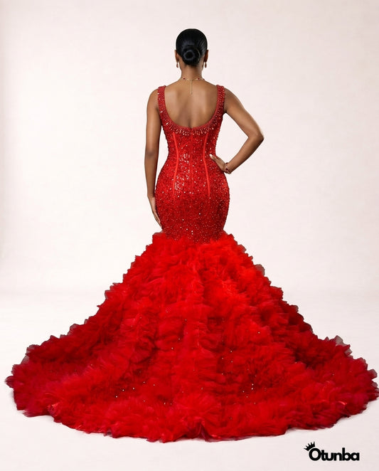 Luxury Traditional Wedding Dress| Red — Photo 2 | OTUNBA Luxury Fashion