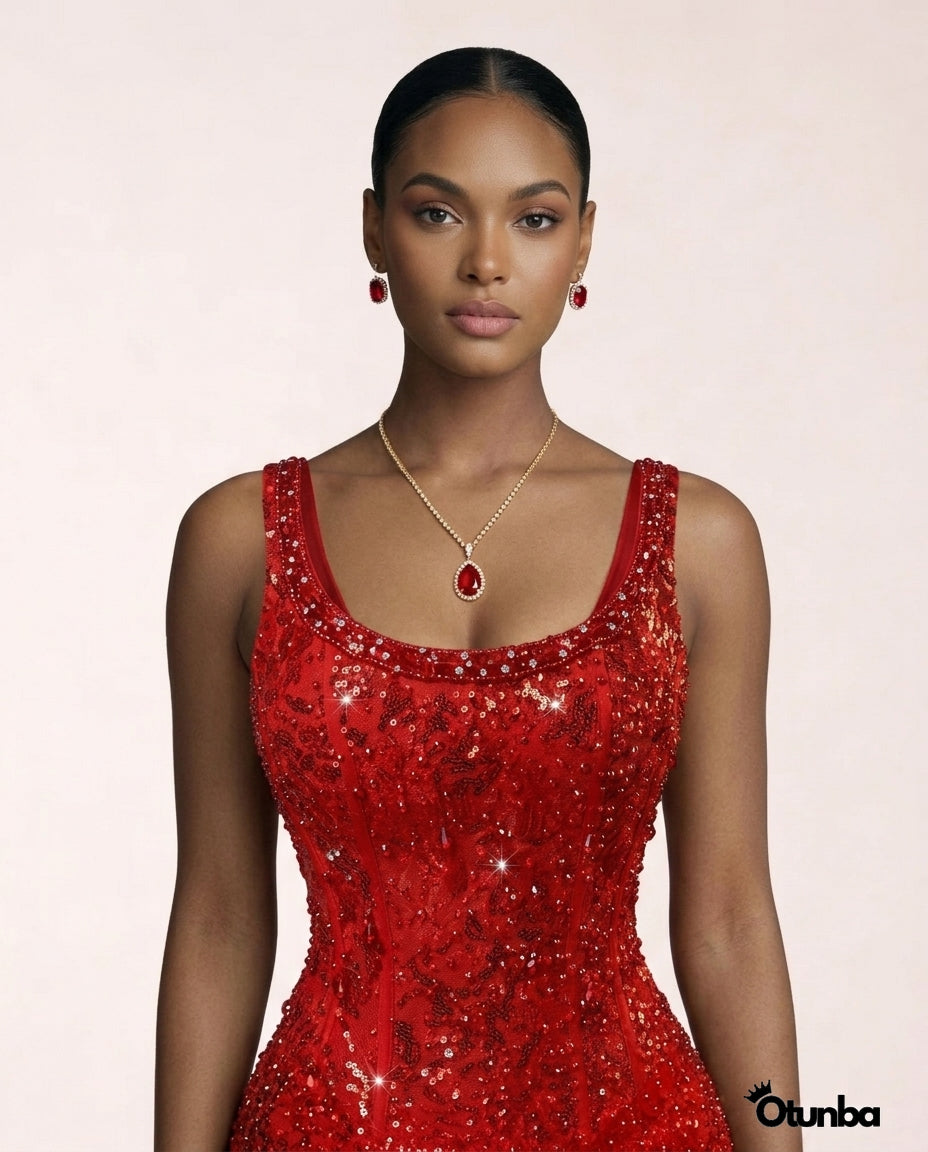 Luxury Traditional Wedding Dress| Red OTUNBA Luxury Traditional Wedding Dress| Red OTUNBA