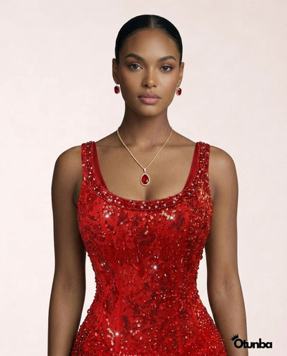 Luxury Traditional Wedding Dress| Red — Photo 4 | OTUNBA Luxury Fashion