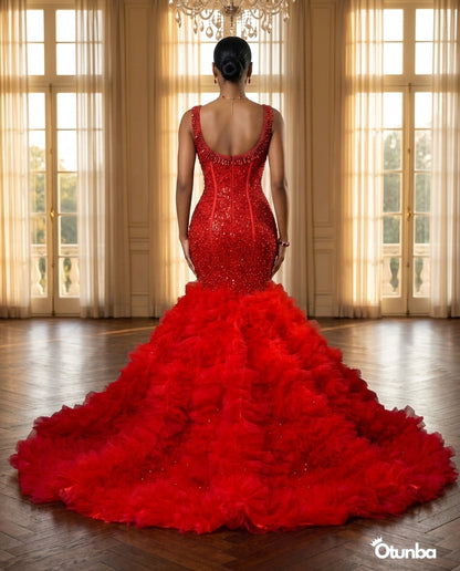 Luxury Traditional Wedding Dress| Red — Social 3 | OTUNBA Luxury Fashion