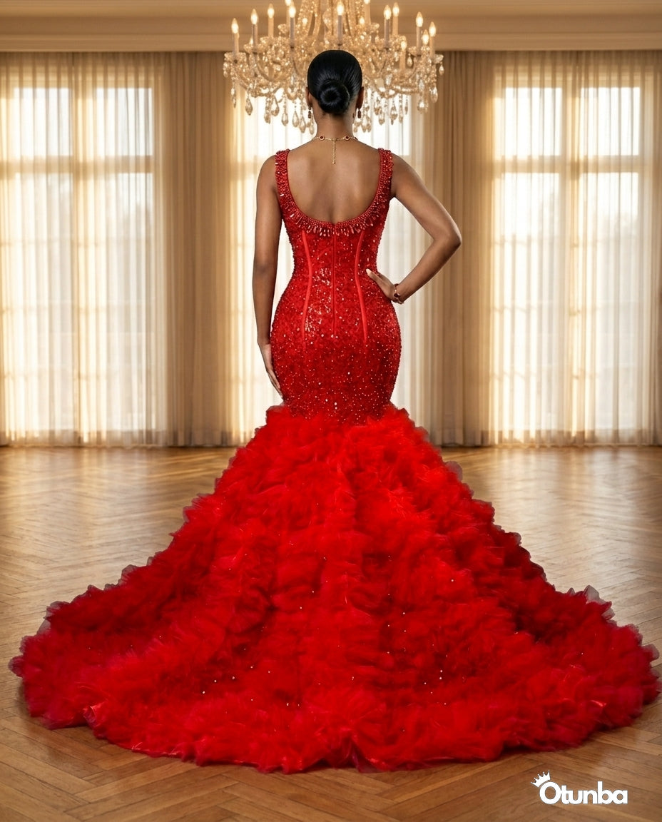 Luxury Traditional Wedding Dress| Red – OTUNBA Luxury Traditional Wedding Dress| Red – OTUNBA