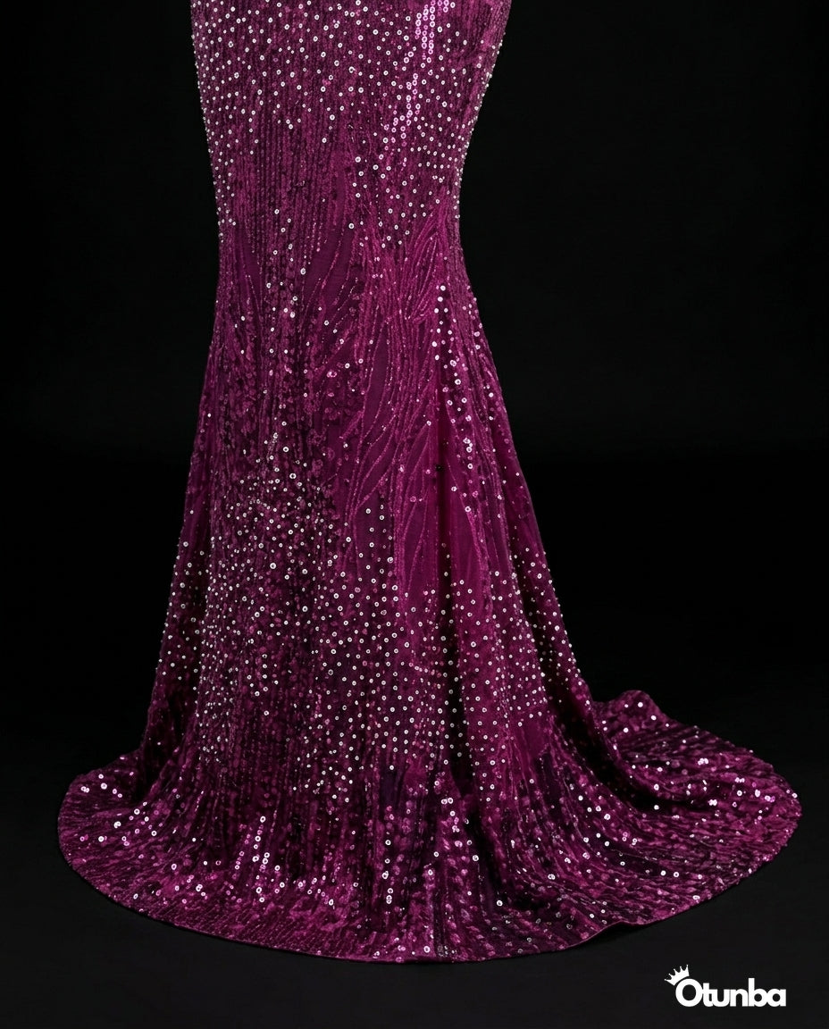 Luxury Traditional Wedding Party Dress | Black & Purple Aso Ebi — Photo 4 | OTUNBA Luxury Fashion