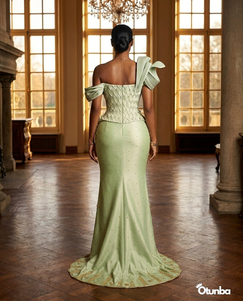 Luxury Weaved Corset Prom Dress | Mint Green — Social 5 | OTUNBA Luxury Fashion