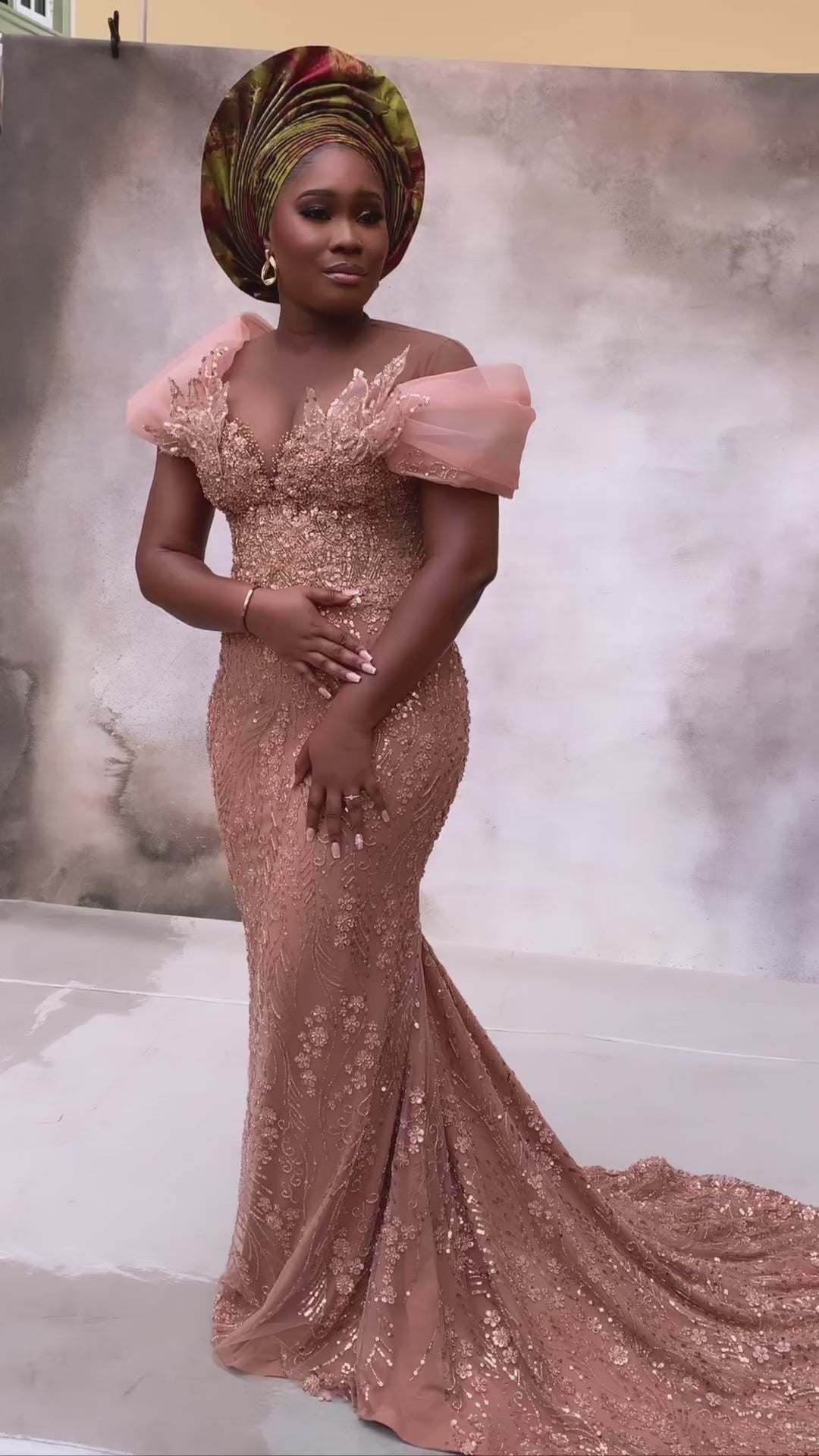 Luxury Traditional Wedding Party Dress Nude OTUNBA