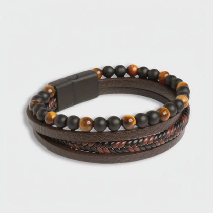 Fashion Layered Braided Leather Bracelet