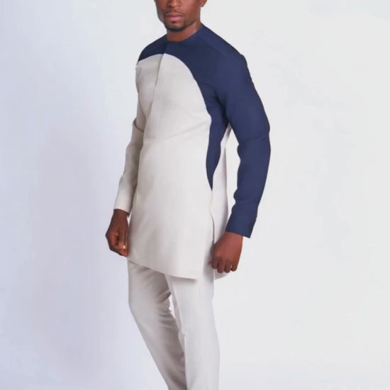 African Men Kaftan, Custom-Sized Kaftan, Nigerian Clothing for Men, Elegant Grey Kaftan