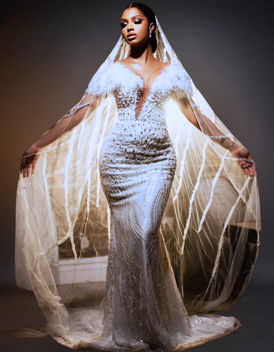 Luxury Ravishing Feather Beading Wedding Dresses | Vintage V Neck