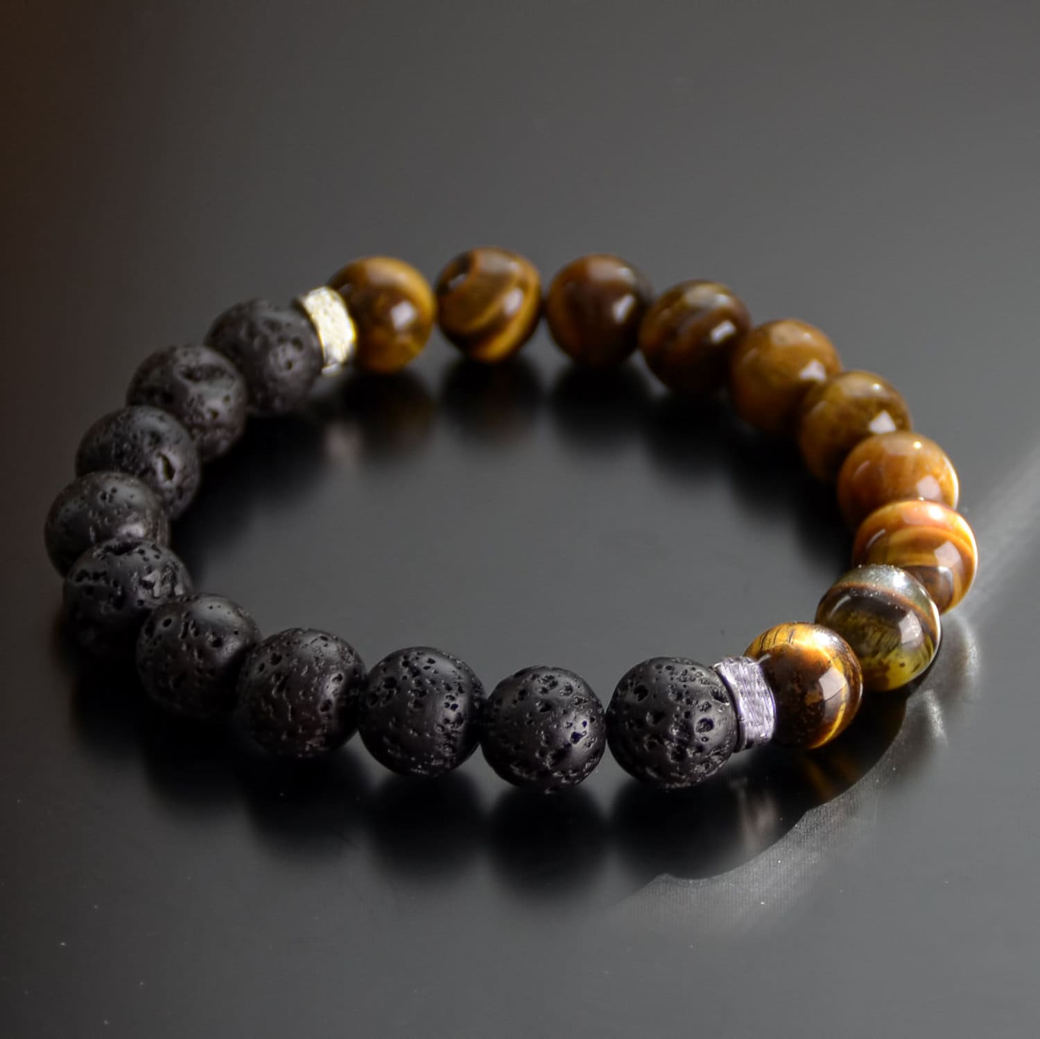 Tiger Eye & Lava Rock Bracelet for Men and Women | Black Style