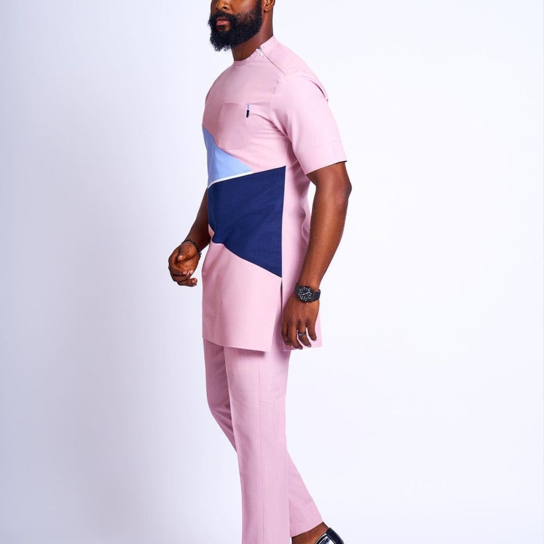African Men's Kaftan | Custom Senator Wear | Pink