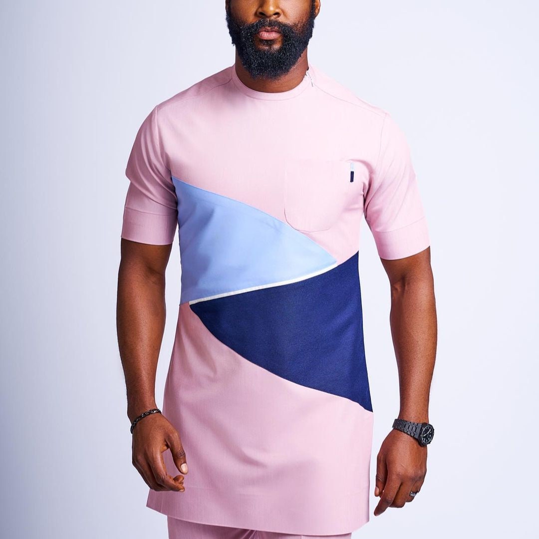 African Men's Kaftan | Custom Senator Wear | Pink