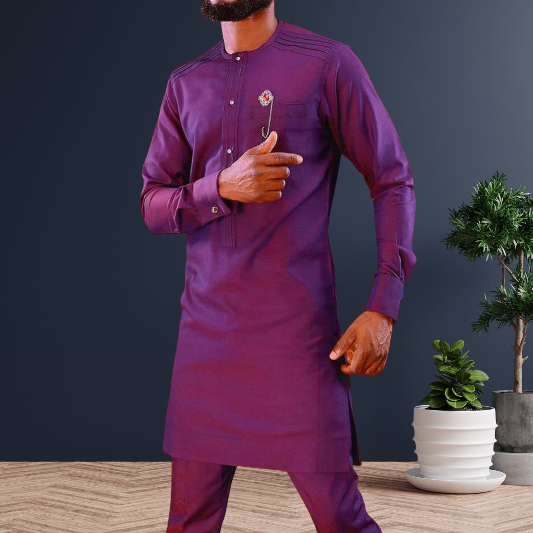 African Men's Kaftan | Custom Senator Wear | Purple