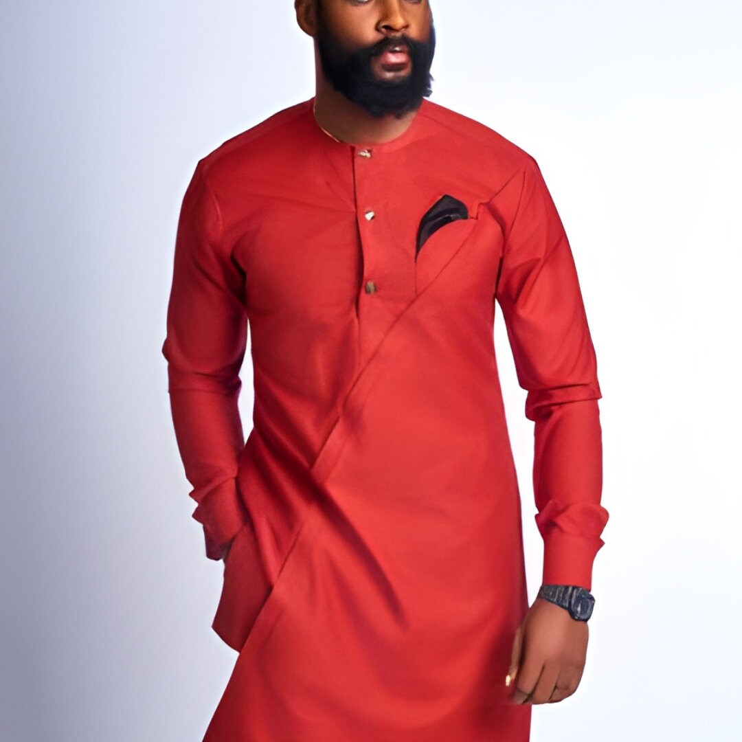 African Men's Kaftan | Custom Senator Wear | Red