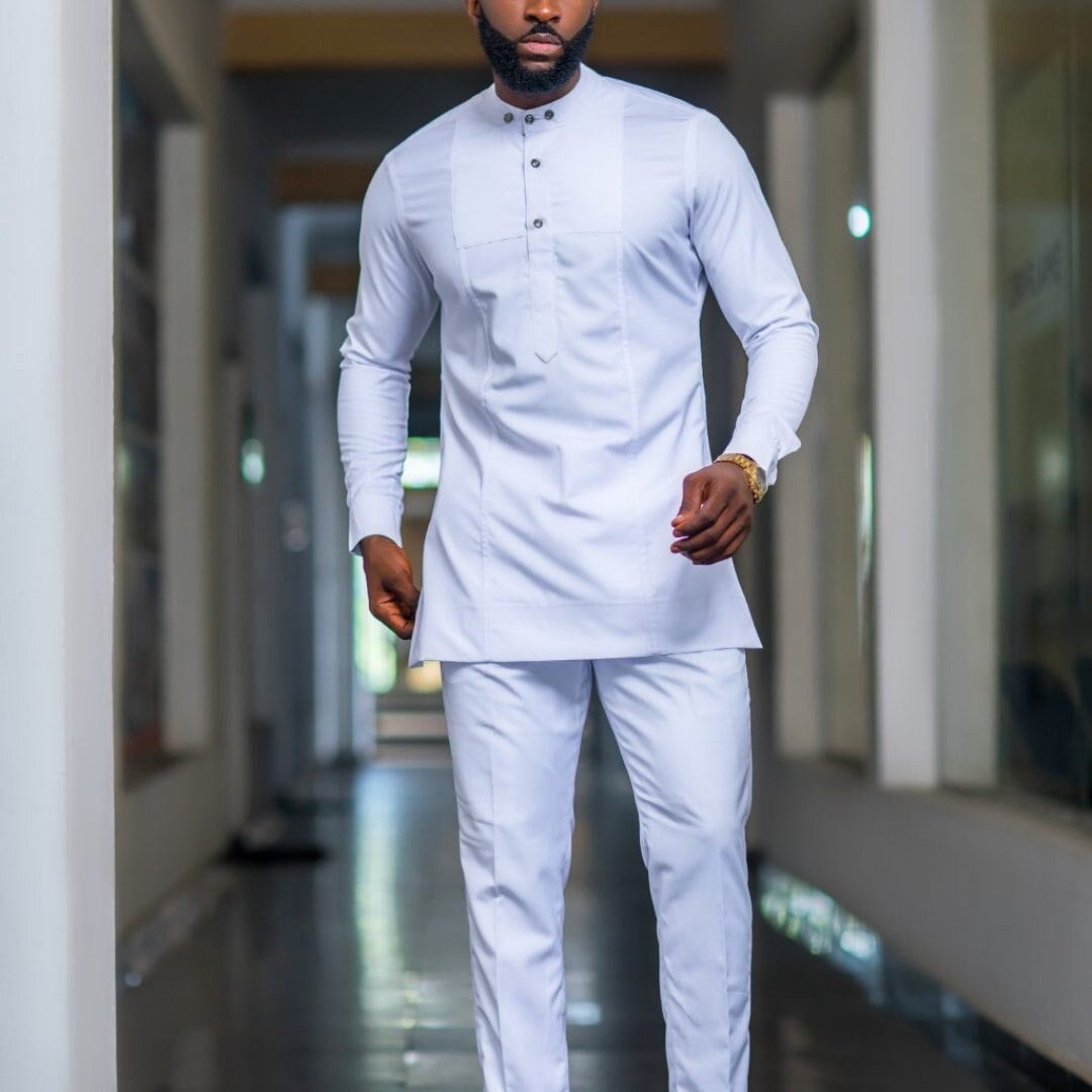 African Men's Kaftan | Custom Senator Wear | White