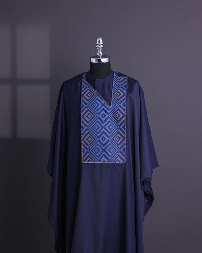 Luxury Blue Agbada Suit, Custom Nigerian Attire, African Fashion for Men, Traditional Agbada Outfit
