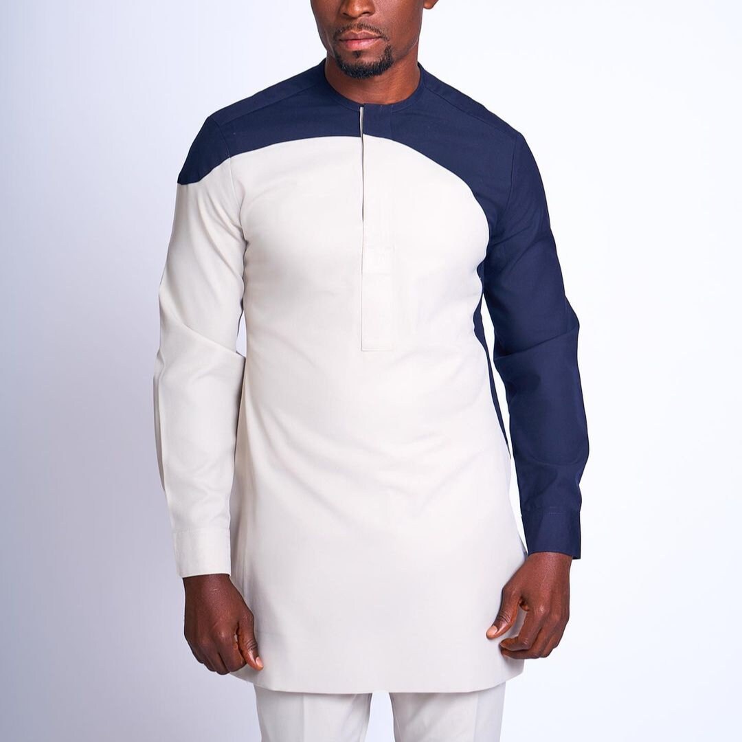 African Men's Kaftan | Custom Senator Wear | Elegant Grey