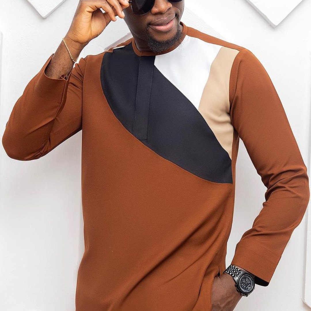 African Men's Kaftan | Custom Senator Wear | Brown