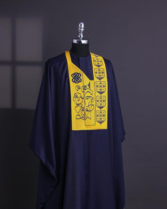 Luxury Agbada for Men with Yellow Embroidery