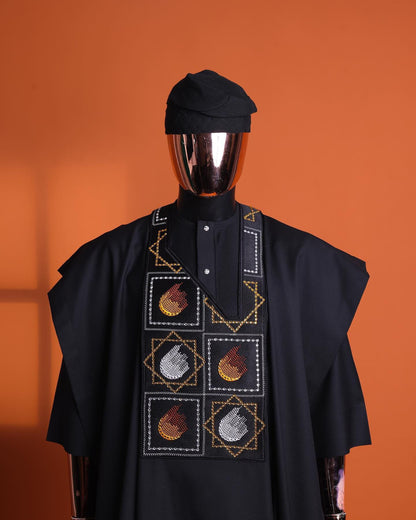 Luxury Black Agbada, African Suit for Men, Custom Sizing, Nigerian Men Clothing, Wedding Attire