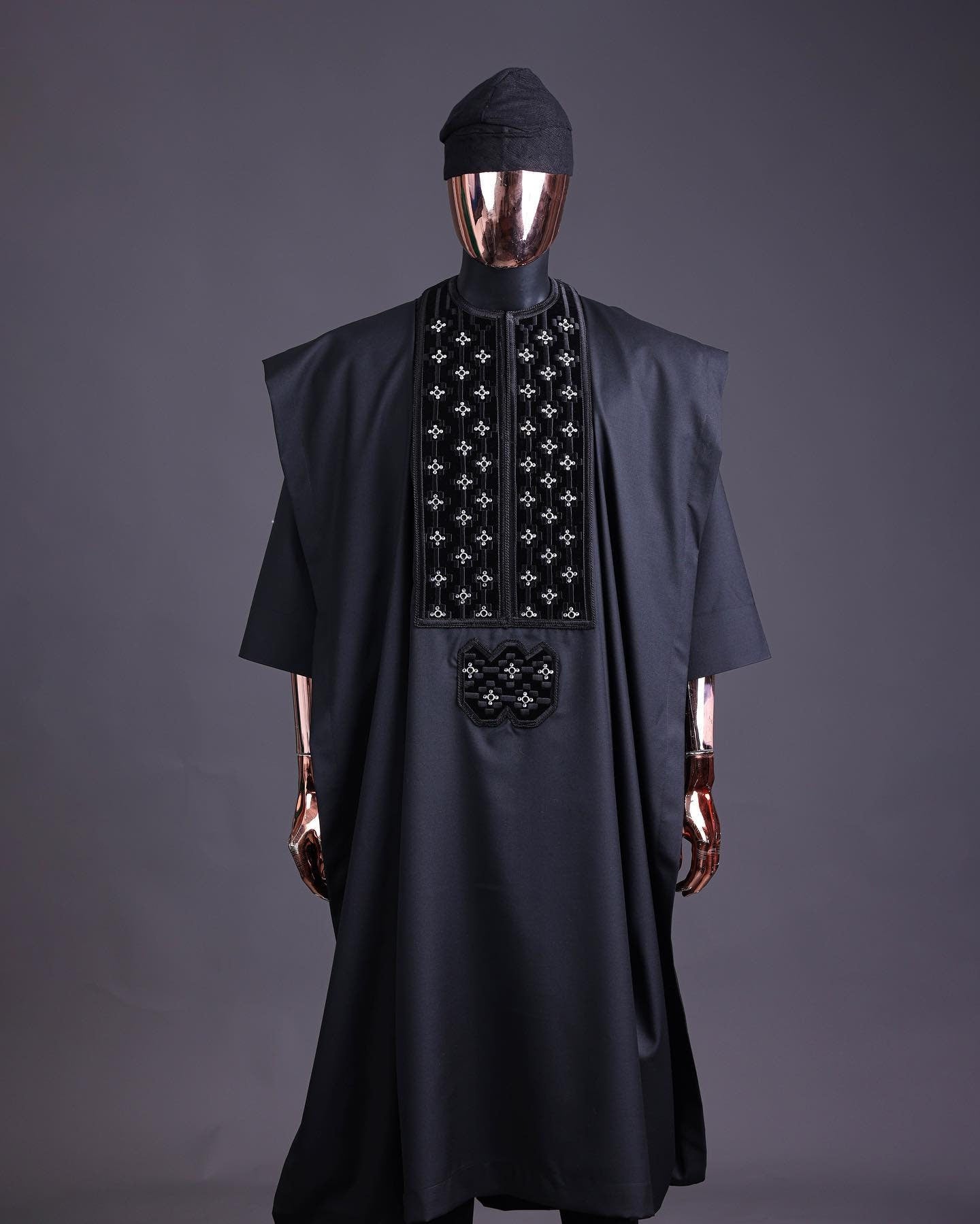 Luxury Black Agbada for Men, Custom-sized African Suit, Wedding Attire, Men's Fashion, Black Agbada