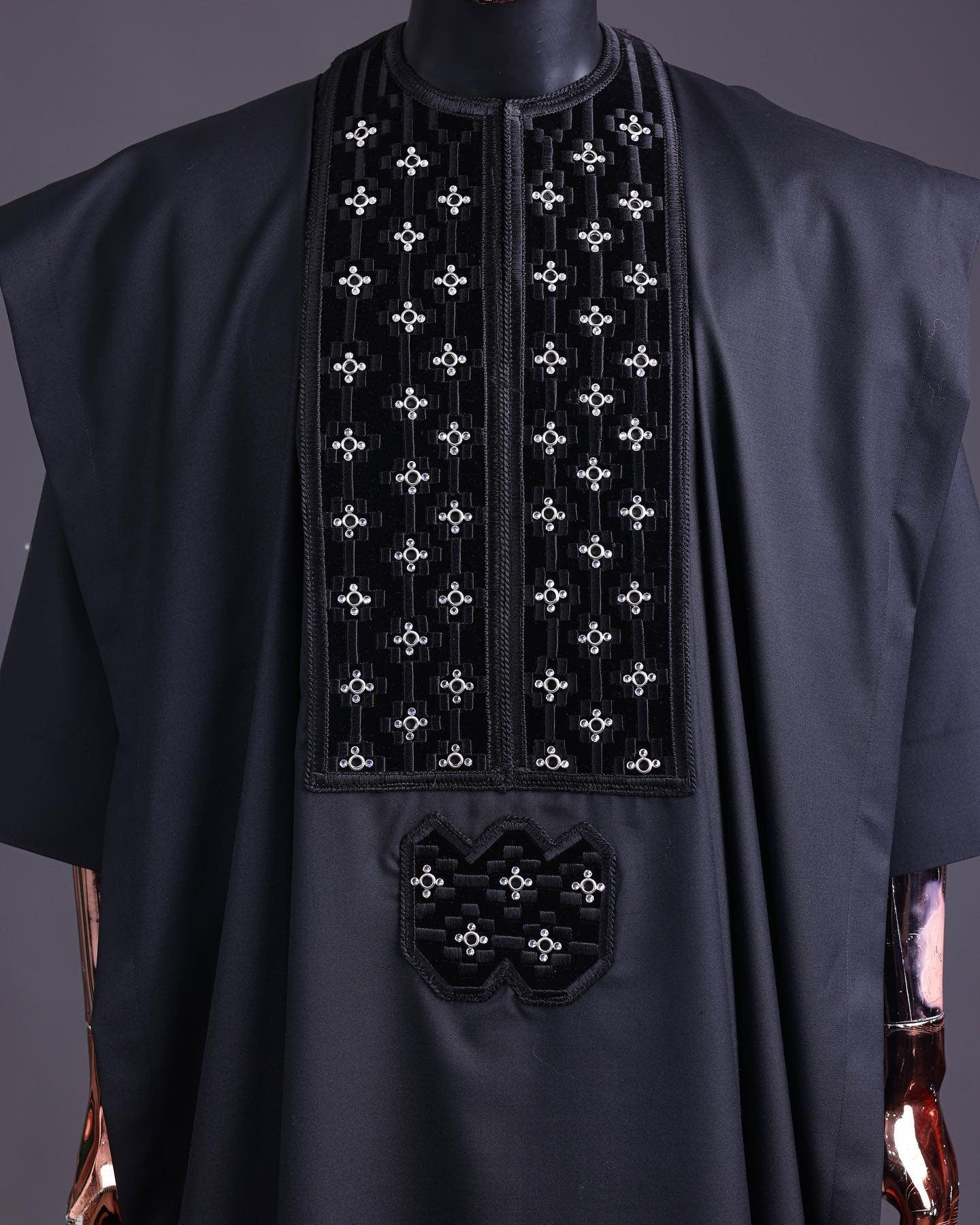 Luxury Black Agbada for Men, Custom-sized African Suit, Wedding Attire, Men's Fashion, Black Agbada