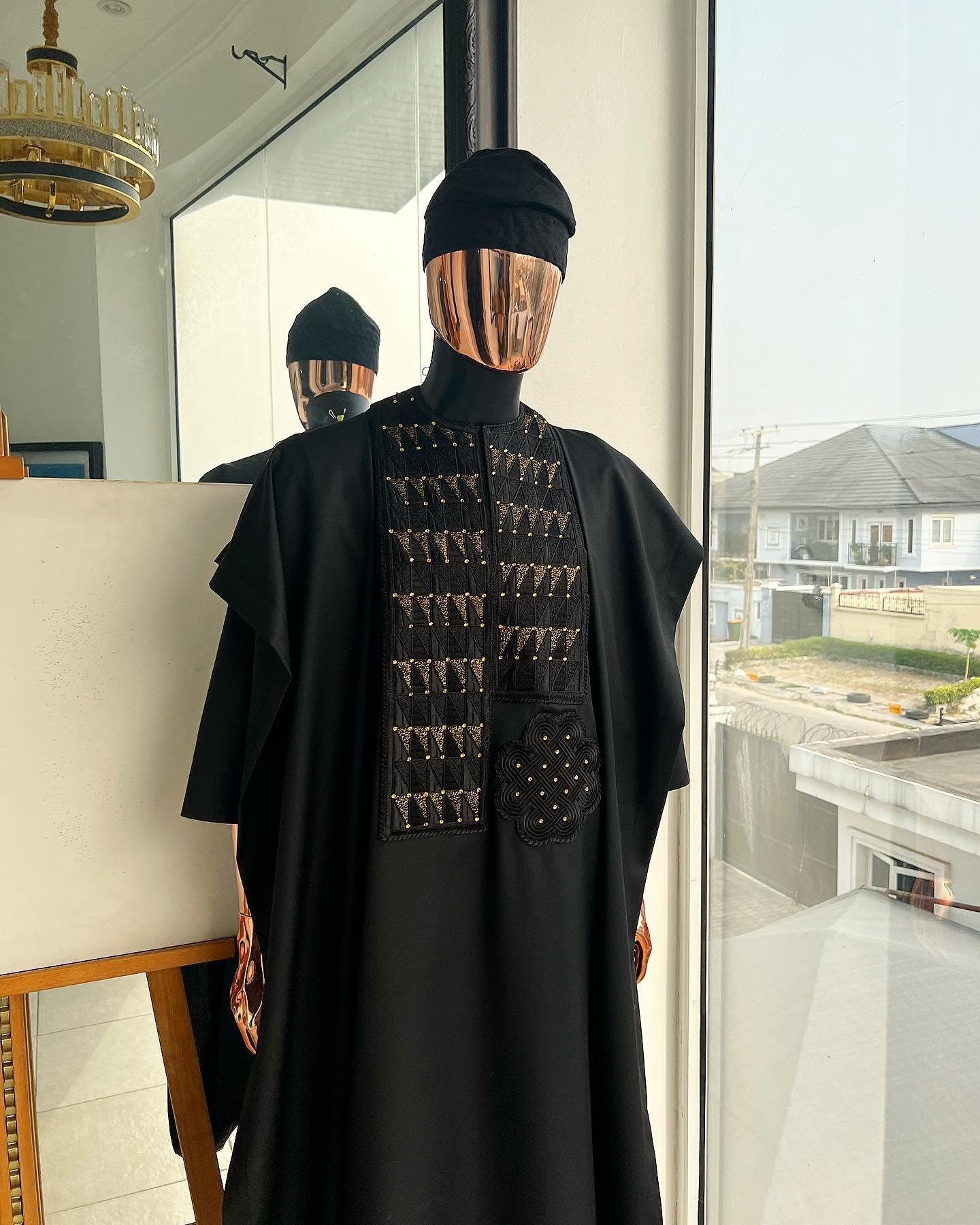 Luxury Black Agbada for Men, Custom-sized African Suit, Wedding Attire, Men's Fashion, Black Agbada