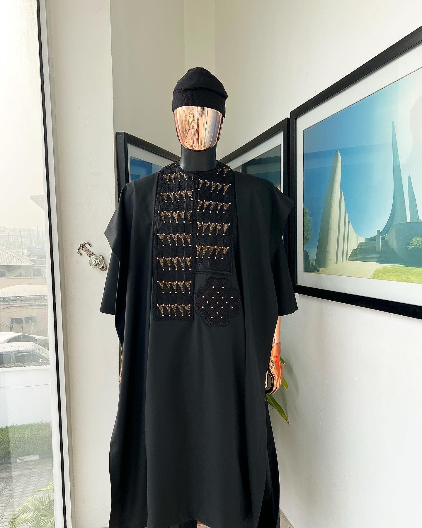 Luxury Black Agbada for Men, Custom-sized African Suit, Wedding Attire, Men's Fashion, Black Agbada